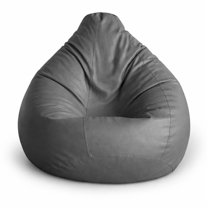 Style Homez Premium Leatherette Classic Bean Bag XXL Size Grey Color, Cover Only