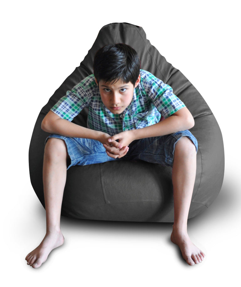 Style Homez Premium Leatherette Classic Bean Bag XXL Size Grey Color, Cover Only