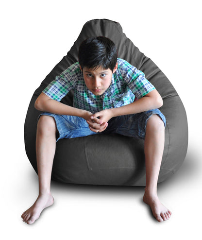 Style Homez Premium Leatherette Classic Bean Bag XXL Size Grey Color, Cover Only