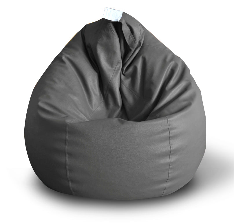 Style Homez Premium Leatherette Classic Bean Bag XXL Size Grey Color, Cover Only