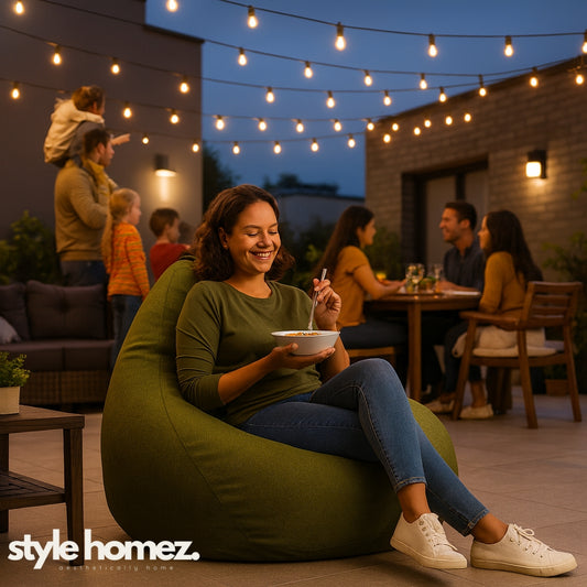 Style Homez ORGANIX Collection, Classic Bean Bag XXL Size Chocolate Moss Green Color in Organic Jute Fabric, Cover Only