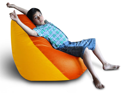 Style Homez Premium Leatherette Classic Bean Bag XXL Size Orange Yellow Color Filled with Beans Fillers