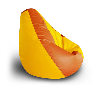 Style Homez Premium Leatherette Classic Bean Bag XXL Size Orange Yellow Color Filled with Beans Fillers