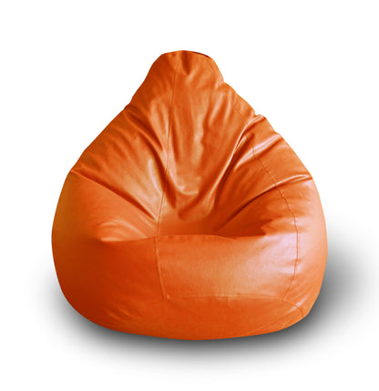 Style Homez Premium Leatherette Classic Bean Bag XXL Size Orange Color, Cover Only