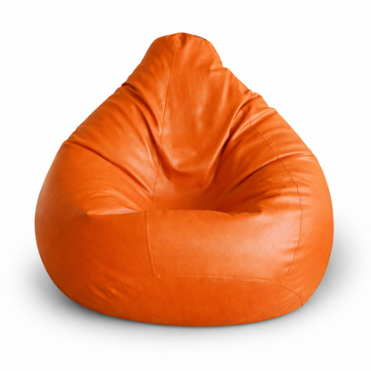 Style Homez Premium Leatherette Classic Bean Bag XXL Size Orange Color, Cover Only