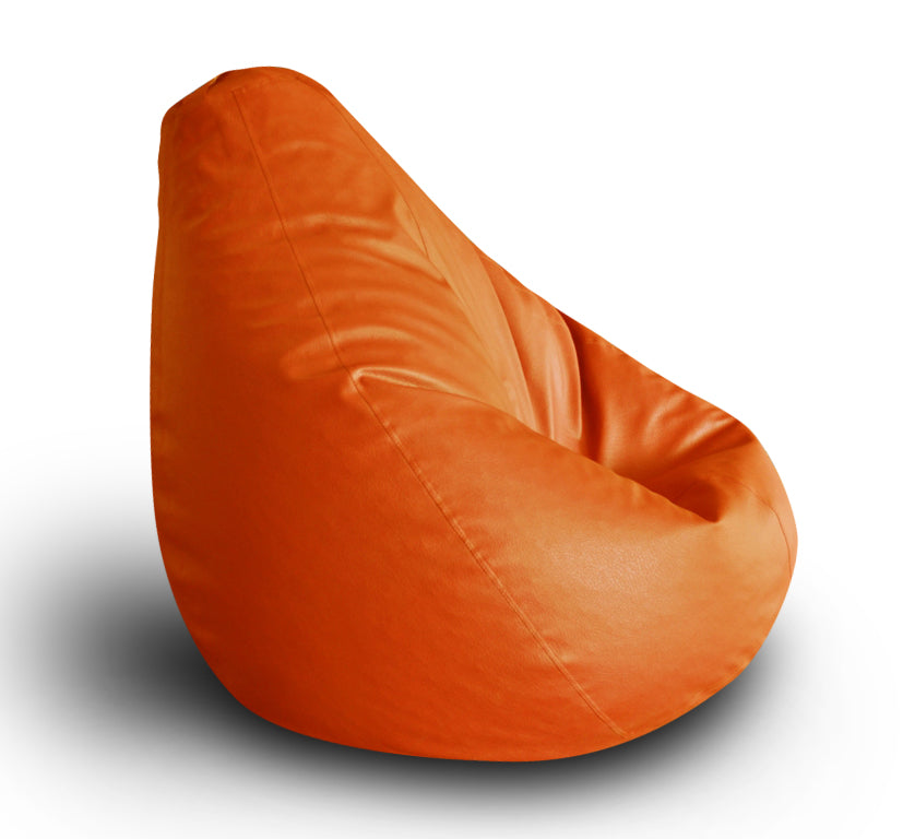 Style Homez Premium Leatherette Classic Bean Bag XXL Size Orange Color, Cover Only