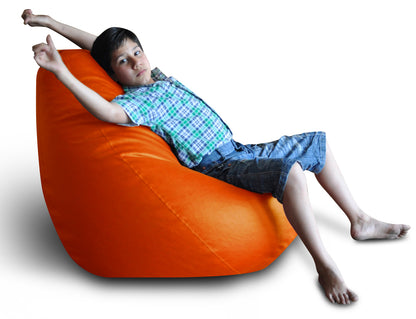 Style Homez Premium Leatherette Classic Bean Bag XXL Size Orange Color, Cover Only