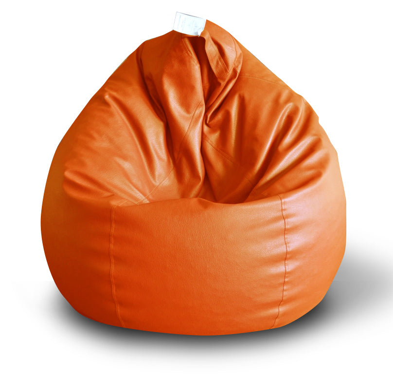 Style Homez Premium Leatherette Classic Bean Bag XXL Size Orange Color, Cover Only