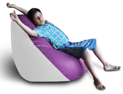 Style Homez Premium Leatherette Classic Bean Bag XXL Size Purple White Color Filled with Beans Fillers