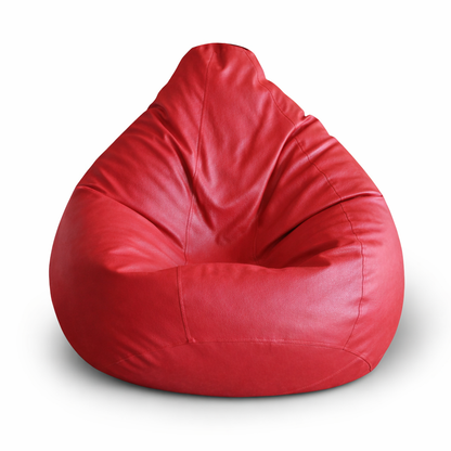 Style Homez Premium Leatherette Classic Bean Bag XXL Size Red Color Filled with Beans Fillers
