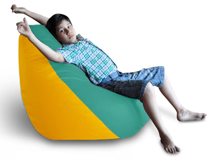 Style Homez Premium Leatherette Classic Bean Bag XXL Size Teal Yellow Color Filled with Beans Fillers