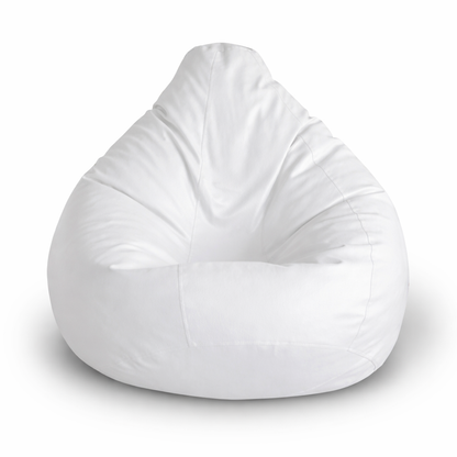 Style Homez Premium Leatherette Classic Bean Bag XXL Size White Color Filled with Beans Fillers