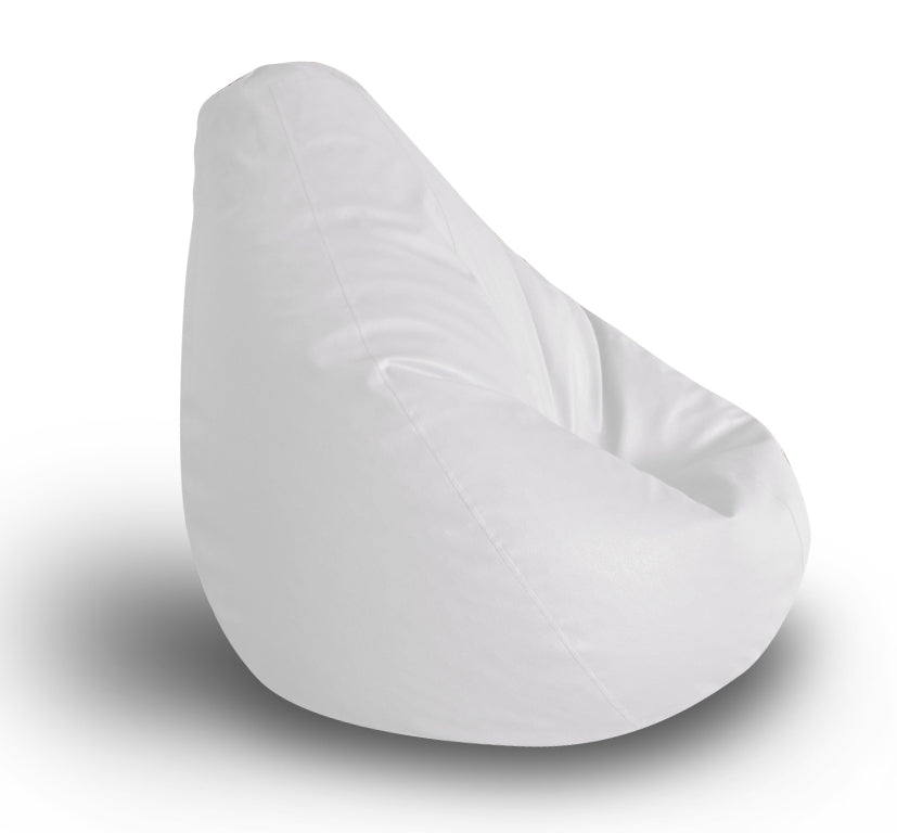 Style Homez Premium Leatherette Classic Bean Bag XXL Size White Color Filled with Beans Fillers
