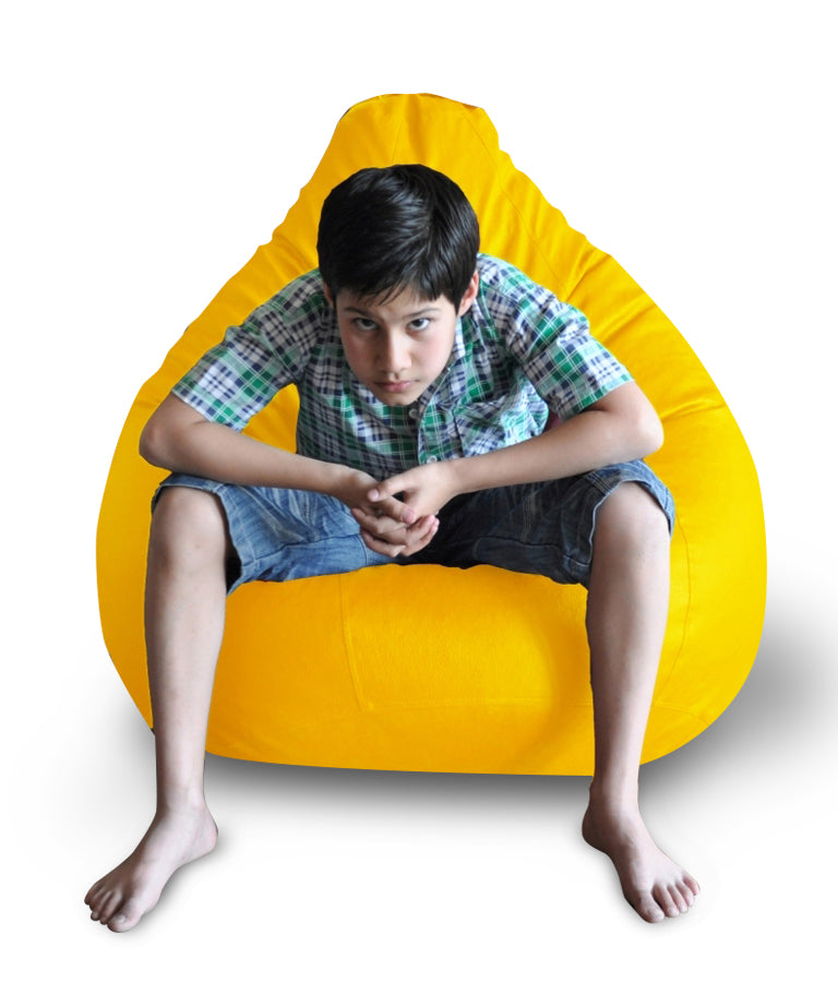 Style Homez Premium Leatherette Classic Bean Bag XXL Size Yellow Color Filled with Beans Fillers