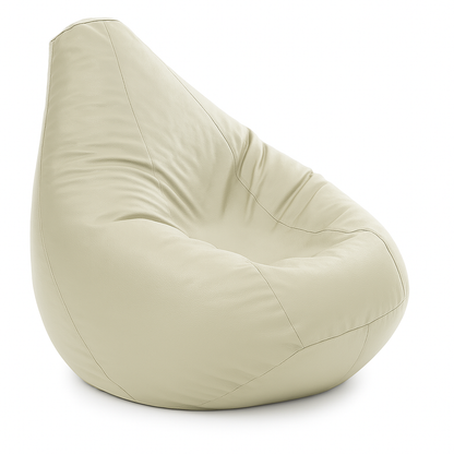 Style Homez Premium Leatherette Classic Bean Bag XXXL Size BEIGE Color Filled with Beans Fillers