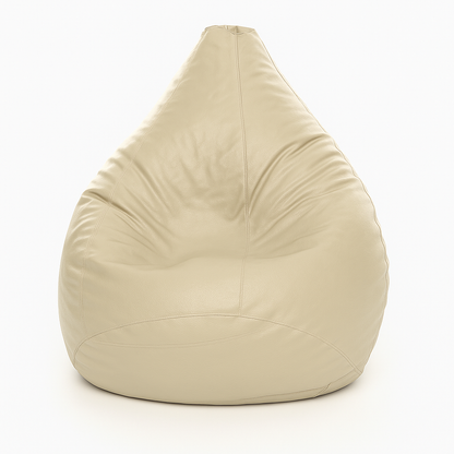 Style Homez Premium Leatherette Classic Bean Bag XXXL Size BEIGE Color Filled with Beans Fillers