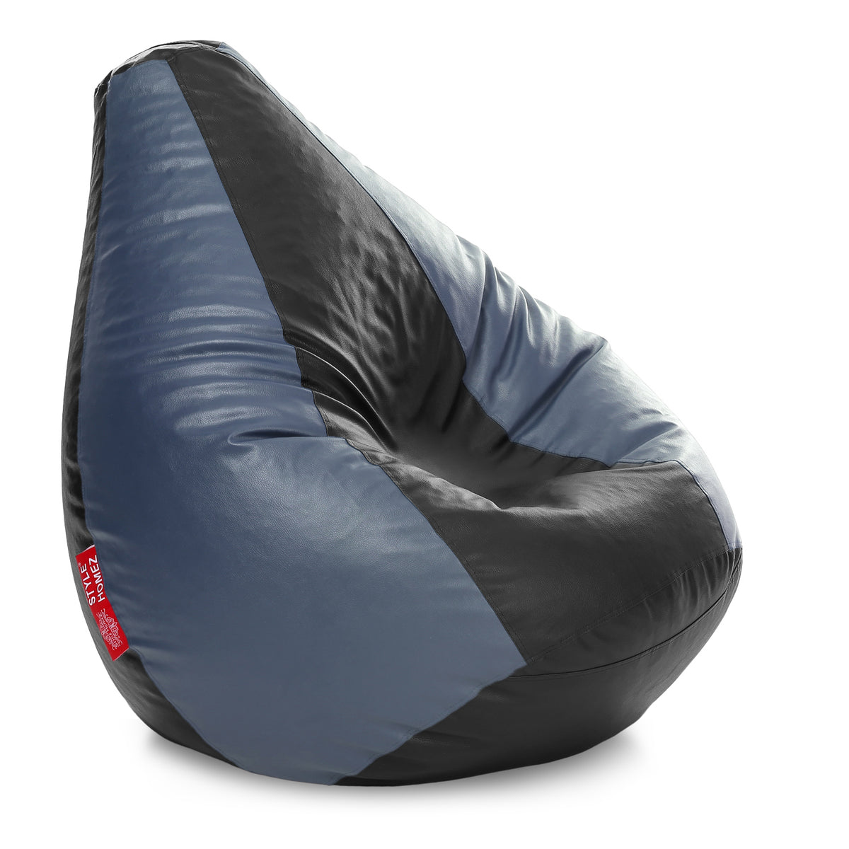 Style Homez Premium Leatherette Classic Bean Bag XXXL Size Black Grey Color Filled with Beans Fillers