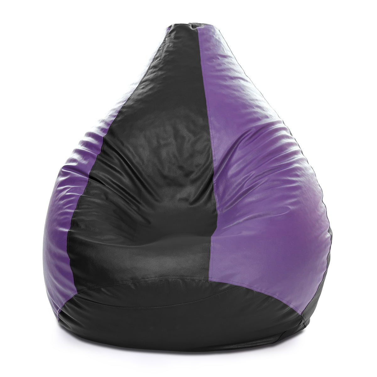 Style Homez Premium Leatherette Classic Bean Bag XXXL Size Black Purple Color Filled with Beans Fillers