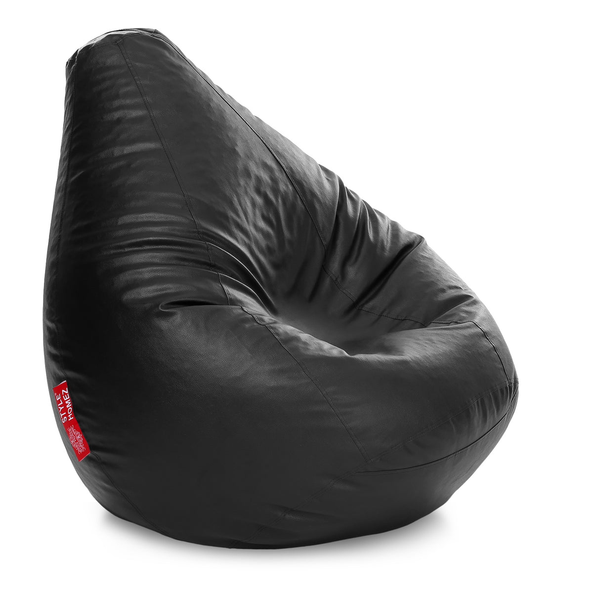 Style Homez Premium Leatherette Classic Bean Bag XXXL Size Black Color Filled with Beans Fillers