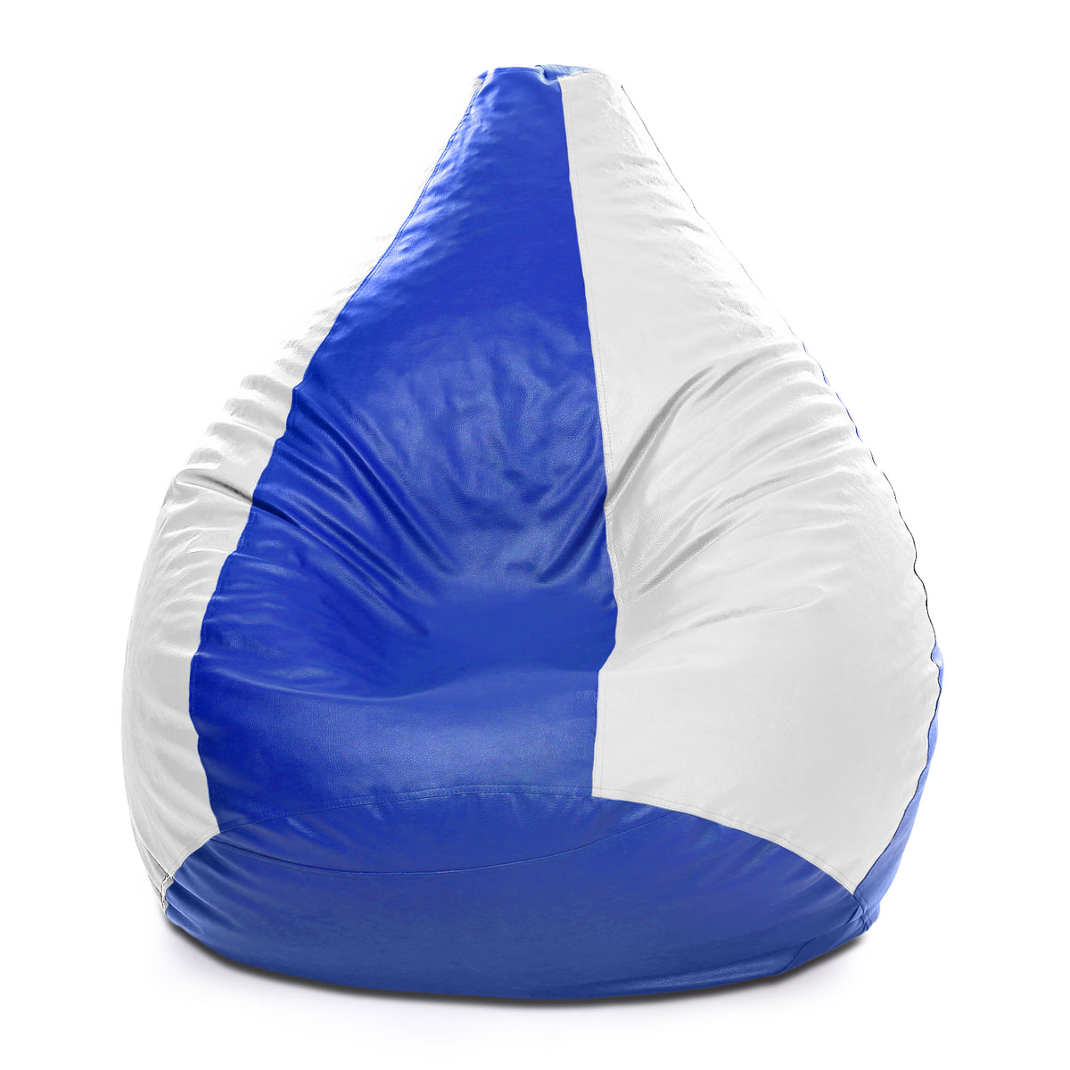 Style Homez Premium Leatherette Classic Bean Bag XXXL Size Blue White Color Filled with Beans Fillers