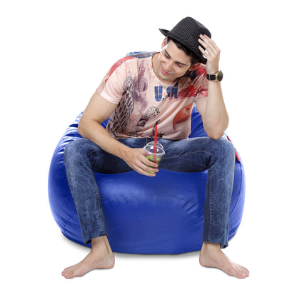 Style Homez Premium Leatherette Classic Bean Bag XXXL Size Royal Blue Color Filled with Beans Fillers