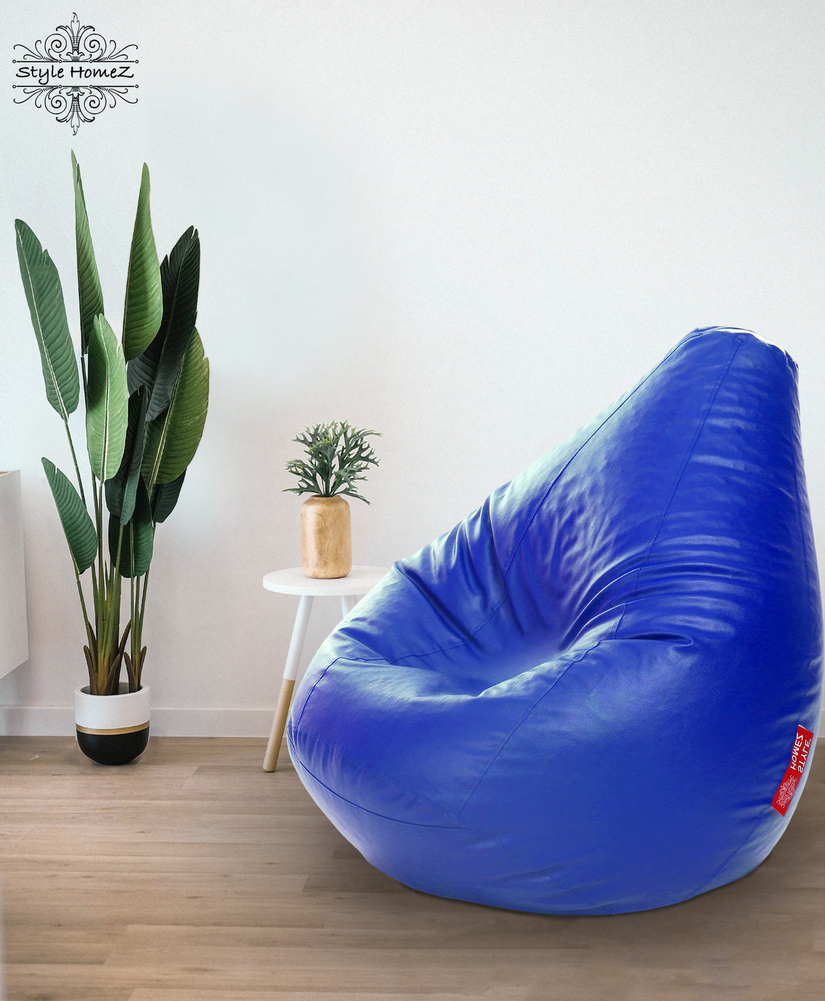 Style Homez Premium Leatherette Classic Bean Bag XXXL Size Royal Blue Color Filled with Beans Fillers