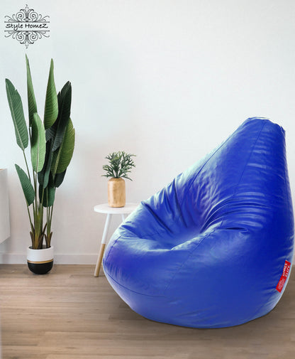 Style Homez Premium Leatherette Classic Bean Bag XXXL Size Royal Blue Color Filled with Beans Fillers