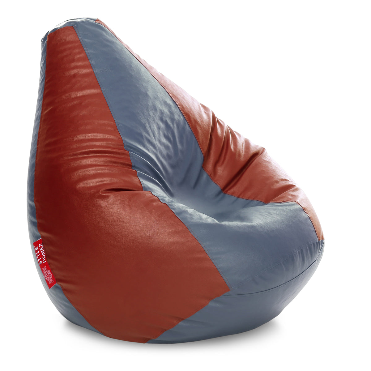 Style Homez Premium Leatherette Classic Bean Bag XXXL Size Grey Tan Color Filled with Beans Fillers