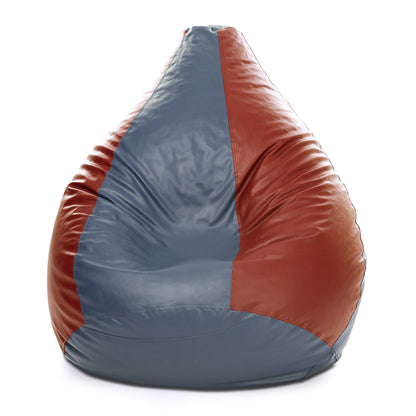 Style Homez Premium Leatherette Classic Bean Bag XXXL Size Grey Tan Color Filled with Beans Fillers