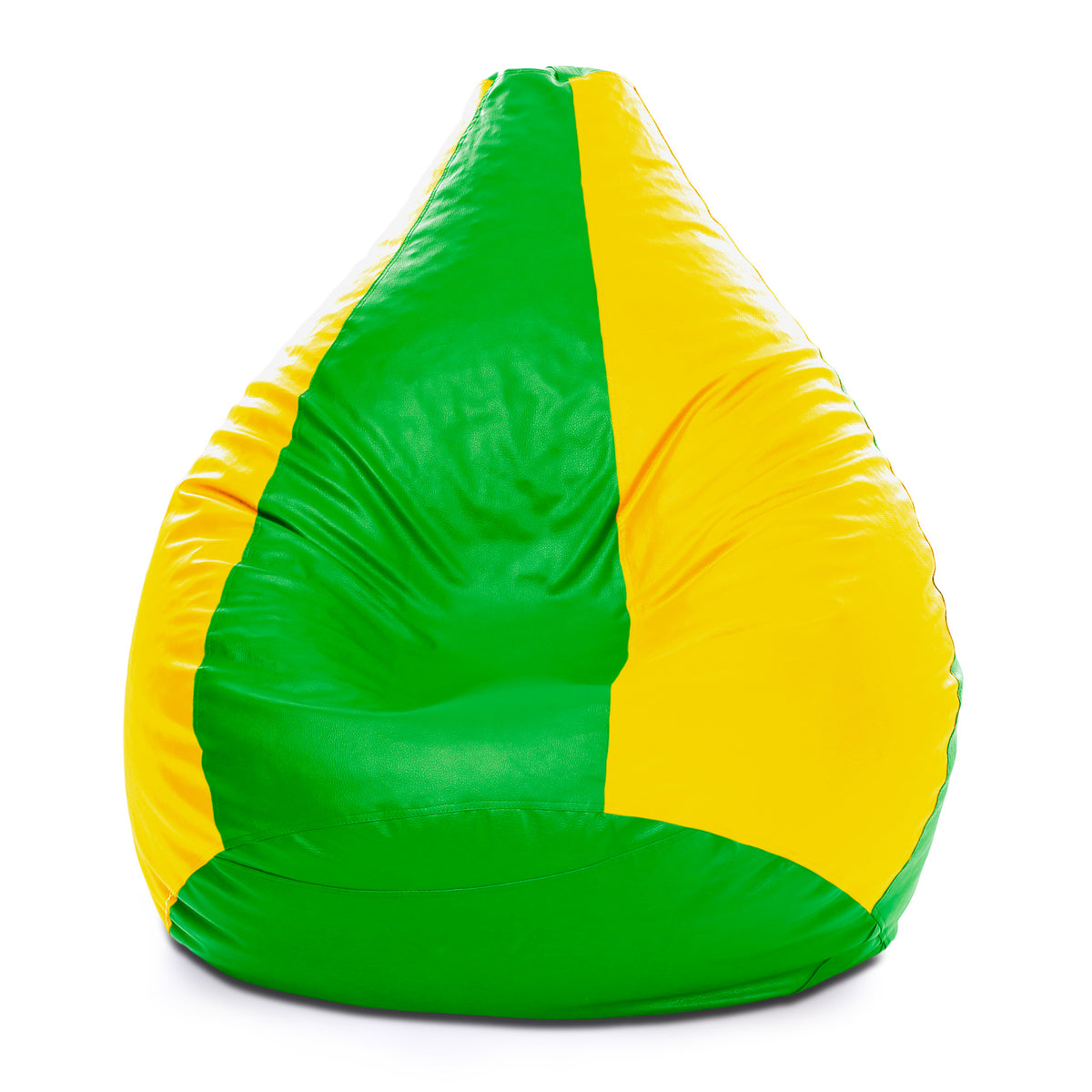 Style Homez Premium Leatherette Classic Bean Bag XXXL Size Green Yellow Color Filled with Beans Fillers
