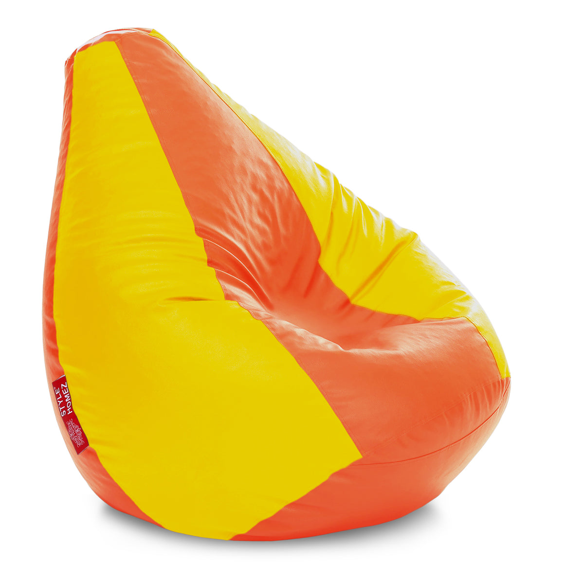 Style Homez Premium Leatherette Classic Bean Bag XXXL Size Orange Yellow Color Filled with Beans Fillers