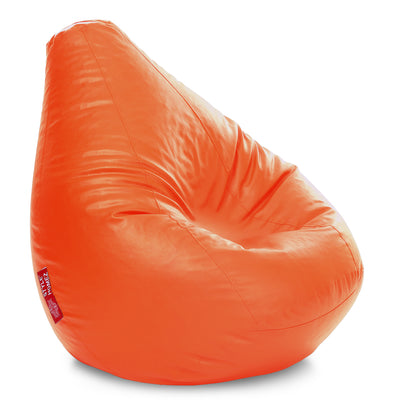 Style Homez Premium Leatherette Classic Bean Bag XXXL Size Orange Color Filled with Beans Fillers