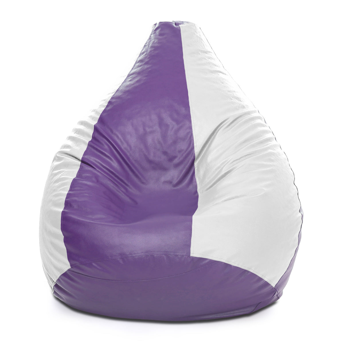 Style Homez Premium Leatherette Classic Bean Bag XXXL Size Purple White Color Filled with Beans Fillers