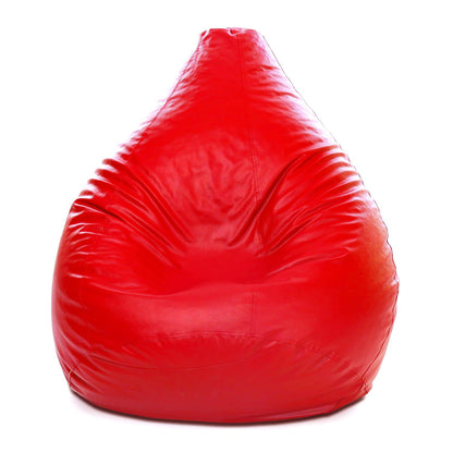 Style Homez Premium Leatherette Classic Bean Bag XXXL Size Red Color Filled with Beans Fillers