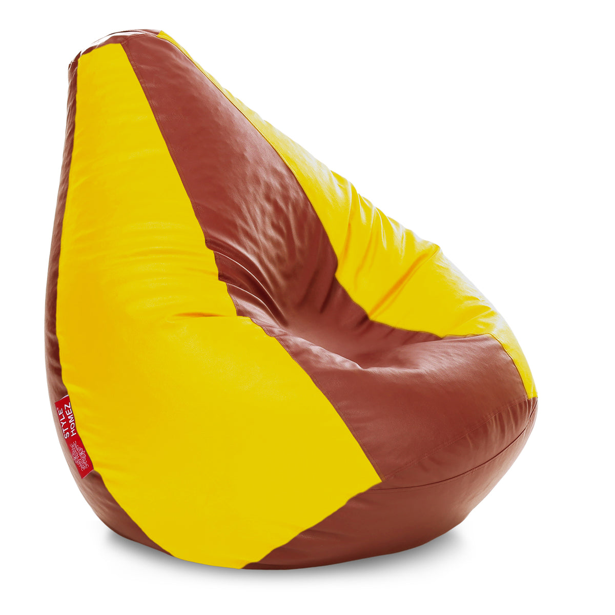 Style Homez Premium Leatherette Classic Bean Bag XXXL Size Tan Yellow Color Filled with Beans Fillers
