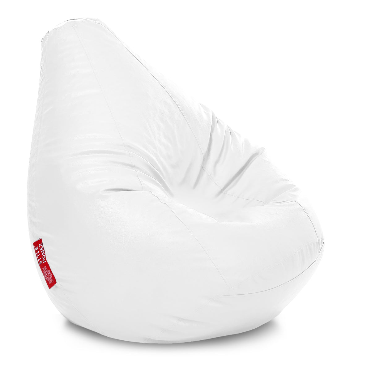 Style Homez Premium Leatherette Classic Bean Bag XXXL Size White Color Filled with Beans Fillers