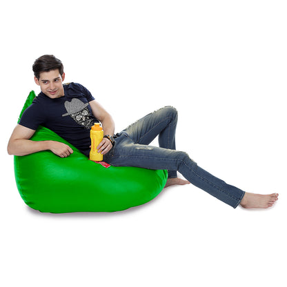 Style Homez HUMBUG, Premium Leatherette Fabric Lounger XL Bean Bag Green Color Filled with Beans Fillers