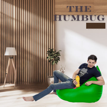 Style Homez HUMBUG, Premium Leatherette Fabric Lounger XL Bean Bag Green Color Filled with Beans Fillers