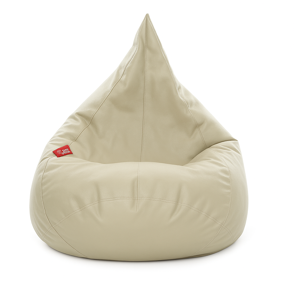 Style Homez HUMBUG, Premium Leatherette Fabric Lounger XXL Bean Bag BEIGE Color Filled with Beans Fillers
