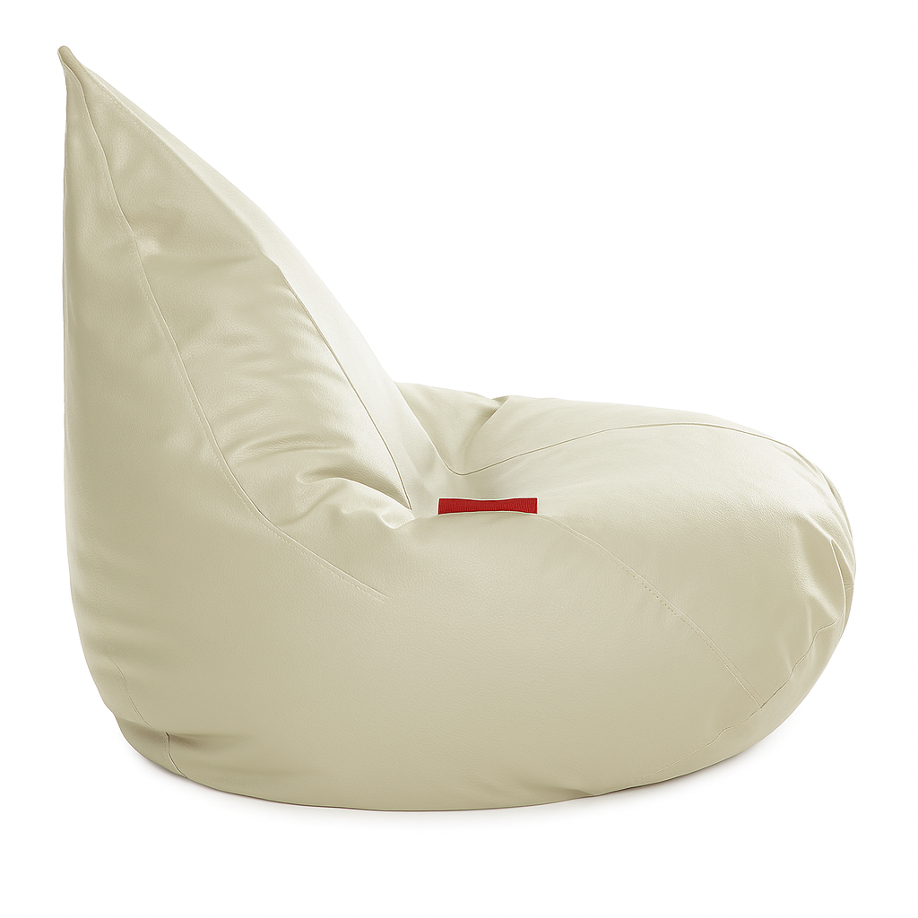 Style Homez HUMBUG, Premium Leatherette Fabric Lounger XXL Bean Bag BEIGE Color Filled with Beans Fillers