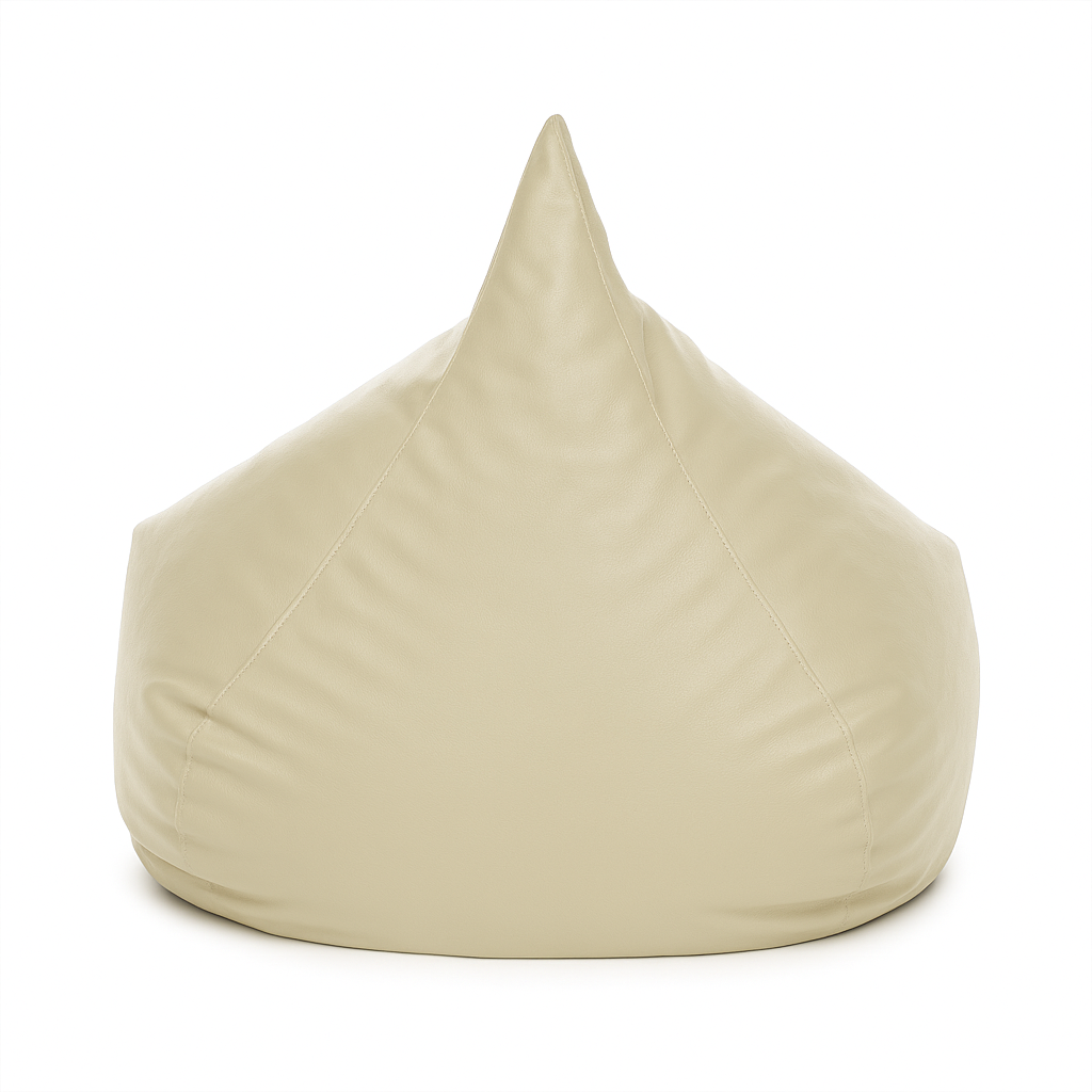 Style Homez HUMBUG, Premium Leatherette Fabric Lounger XXL Bean Bag BEIGE Color Filled with Beans Fillers