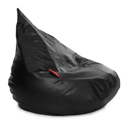 Style Homez HUMBUG, Premium Leatherette Fabric Lounger XXL Bean Bag Black Color Filled with Beans Fillers