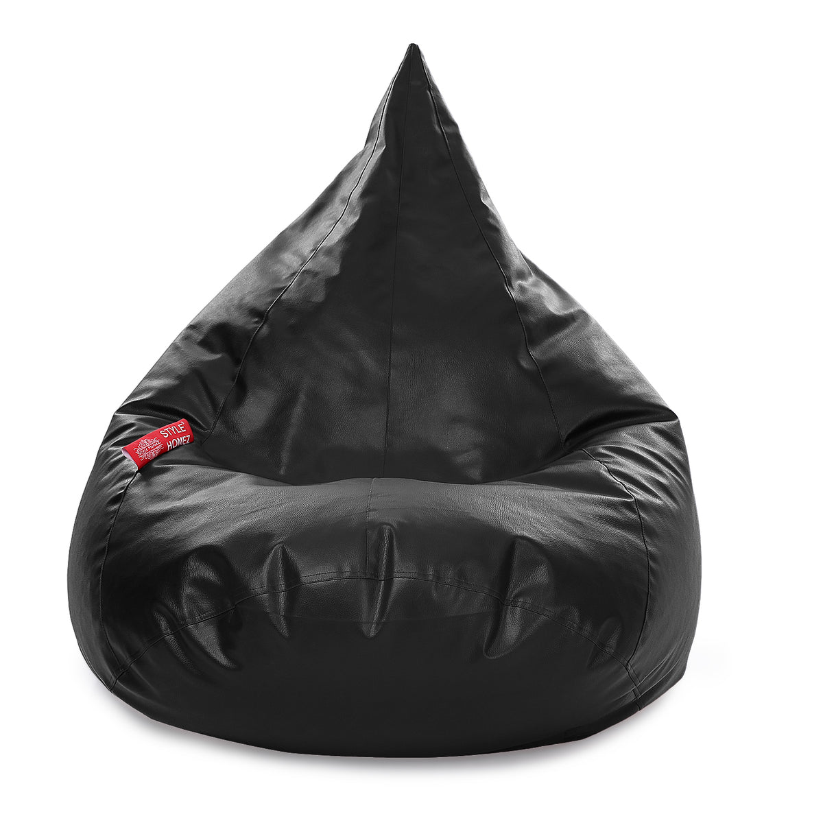 Style Homez HUMBUG, Premium Leatherette Fabric Lounger XXL Bean Bag Black Color Filled with Beans Fillers