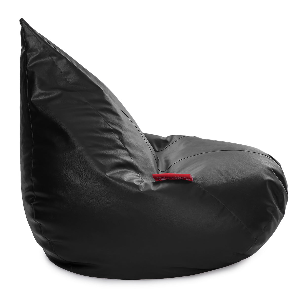 Style Homez HUMBUG, Premium Leatherette Fabric Lounger XXL Bean Bag Black Color Filled with Beans Fillers