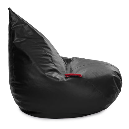 Style Homez HUMBUG, Premium Leatherette Fabric Lounger XXL Bean Bag Black Color Filled with Beans Fillers