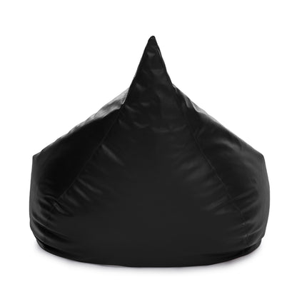 Style Homez HUMBUG, Premium Leatherette Fabric Lounger XXL Bean Bag Black Color Filled with Beans Fillers
