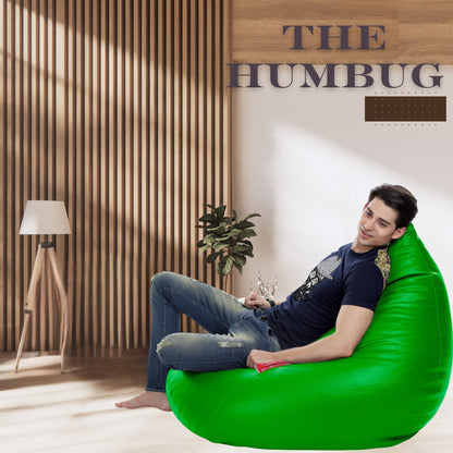 Style Homez HUMBUG, Premium Leatherette Fabric Lounger XXL Bean Bag Green Color Filled with Beans Fillers