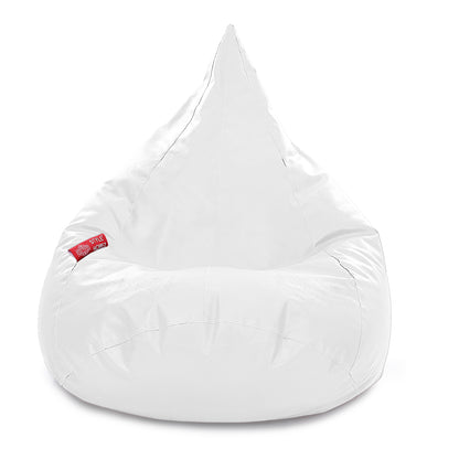 Style Homez HUMBUG, Premium Leatherette Fabric Lounger XXL Bean Bag White Color Filled with Beans Fillers