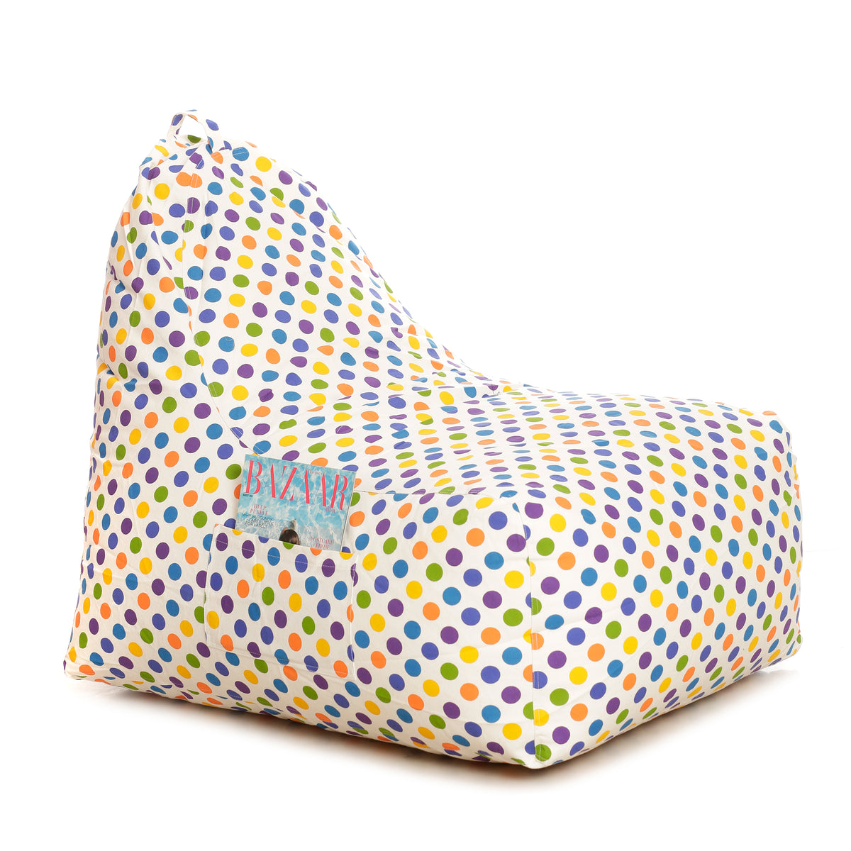 Style Homez Hackey Cotton Canvas Polka Dots Printed Bean Bag XXL XXL Size Filled With Beans Fillers