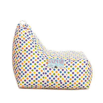 Style Homez Hackey Cotton Canvas Polka Dots Printed Bean Bag XXL XXL Size Filled With Beans Fillers